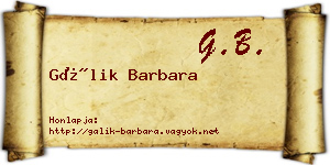 Gálik Barbara névjegykártya