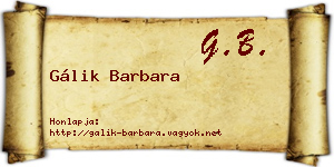Gálik Barbara névjegykártya